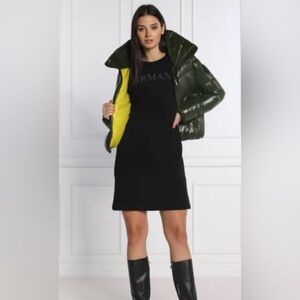 Armani Exchange Black V‑Neck Midi Dress